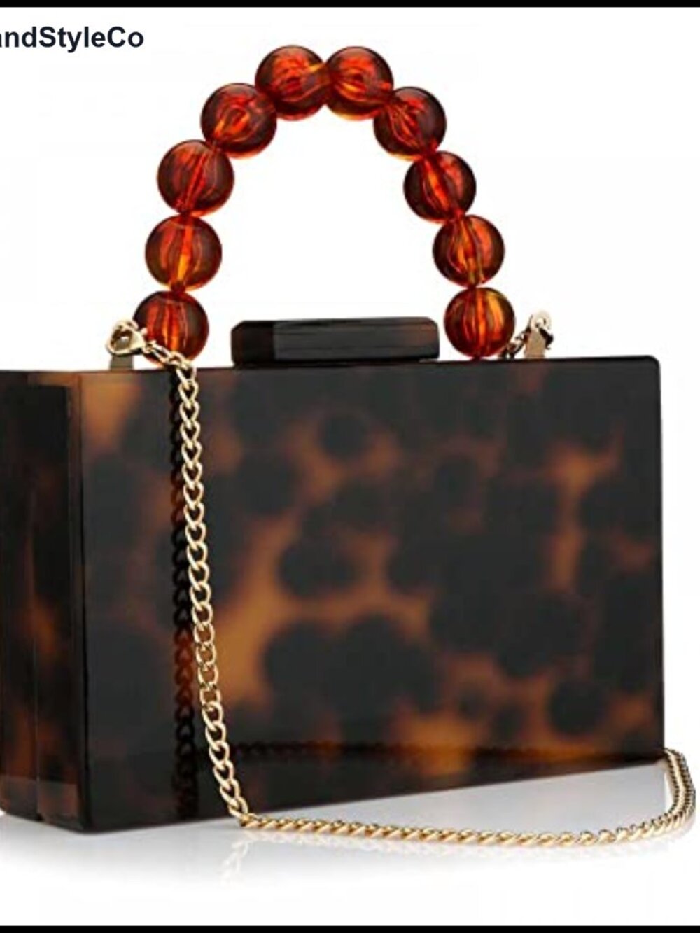 Acrylic Evening Clutch with Pearl Chain Crossbody Bag for Women Wedding Prom